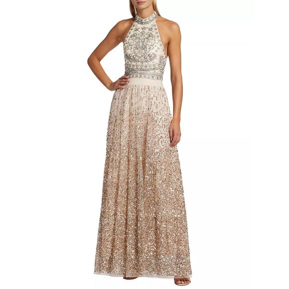 Alice + Olivia Catrina Sequined Floor-Length Skirt US 2 $1795